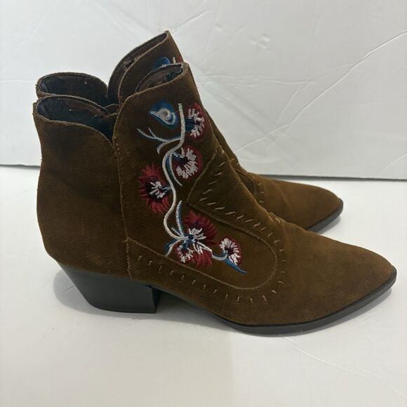 Carlos Santana Ankle Boots Women 9 Embroidered Floral Brown Multi Boho Western - Picture 3 of 11